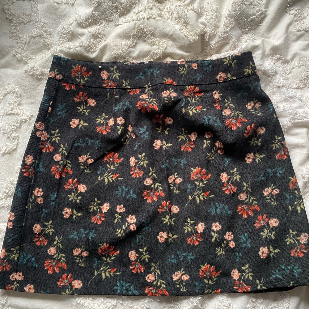 Floral corduroy mini skirt